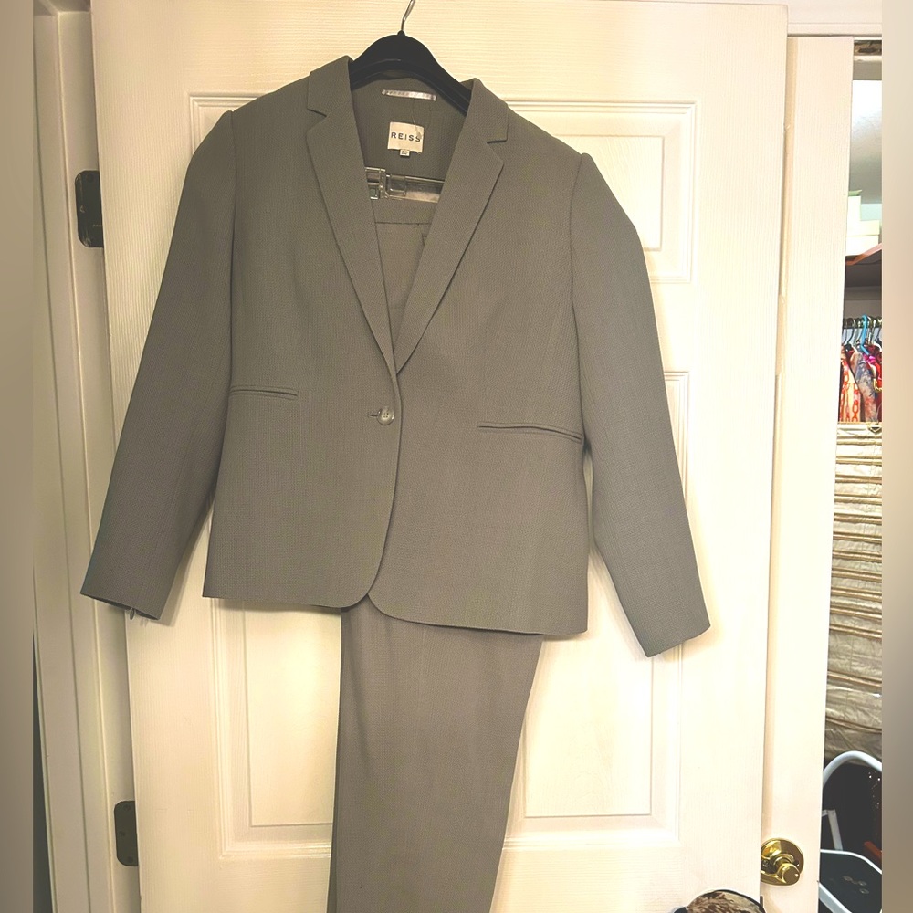 Reiss suit, sage green, worn once or twice, perfect condition, size 10